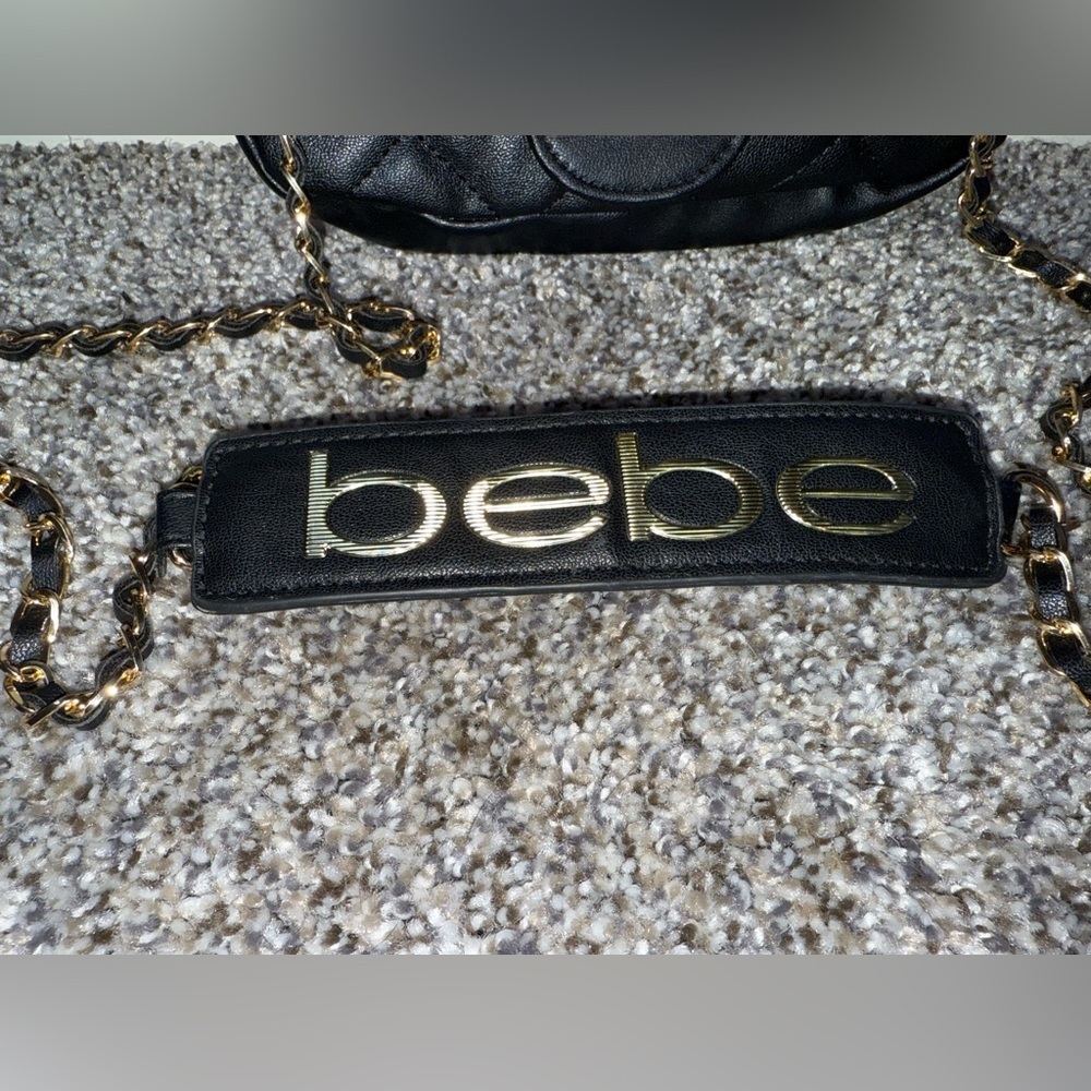 Bebe quilted black crossbody purse with gold hardware - Picture 2 of 9